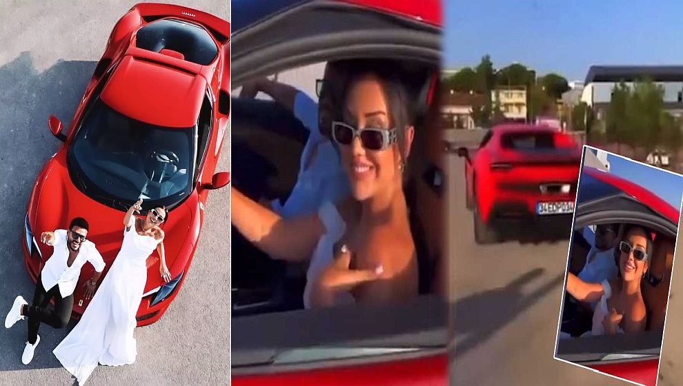 Dilan- Engin Polat çifti meşhur Ferrari'lerinden de oldu..!