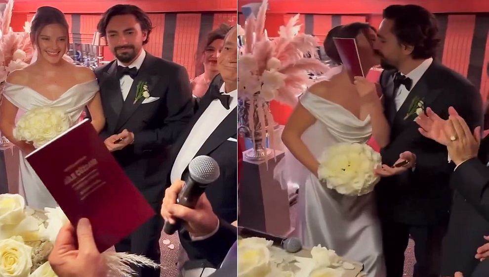 Alina Boz ve Umut Evirgen çiftinin düğününden ilk kareler... Fatih Terim nikah şahidi oldu!