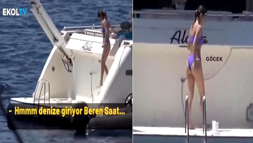 Beren Saat'i teknede görüntüleyen muhabirin 